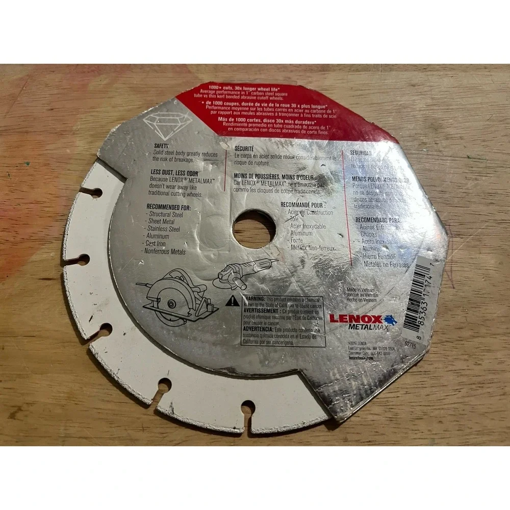 Lenox metal max 7x0.6x7/8 Circular Blade Wheel For Metal 1000+cut diamond edge